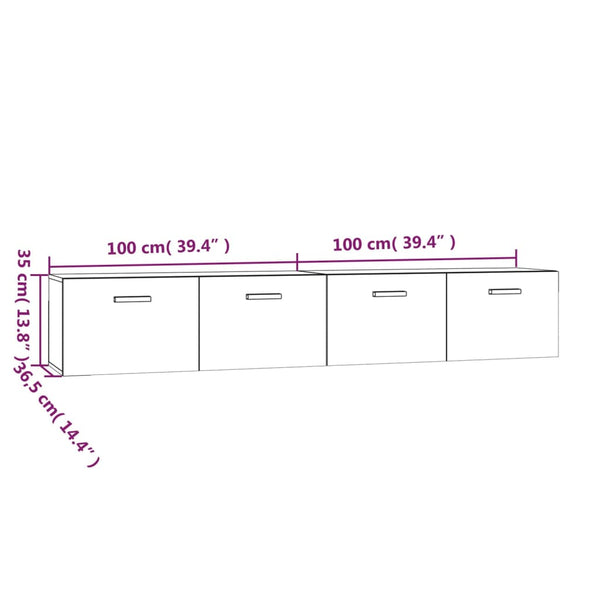 vidaXL Wall Cabinets 2 pcs. Sonoma Grey 100x36.5x35 cm Engineered Wood