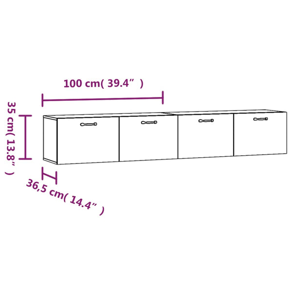 vidaXL Wall Cabinets 2 pcs. White 100x36.5x35 cm Engineered Wood