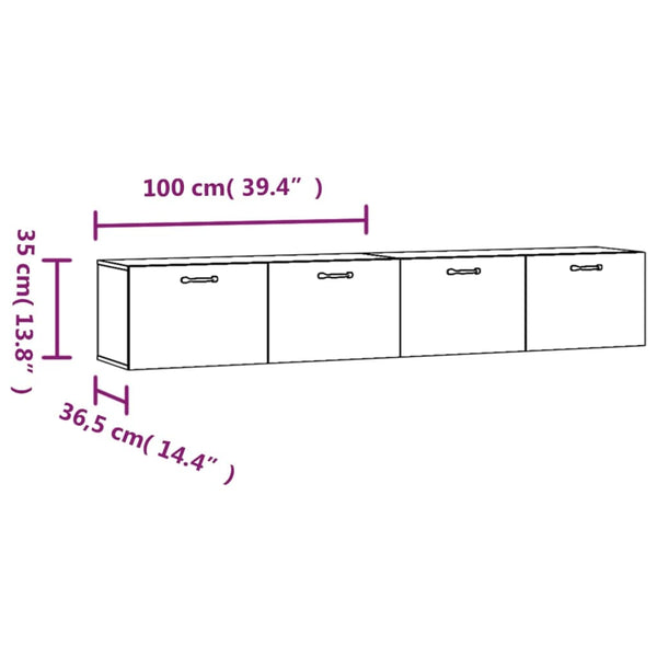 vidaXL Wall Cabinets 2 pcs. Smoked Oak 100x36.5x35 cm Engineered Wood