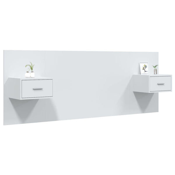 vidaXL Headboard with Bedside Tables White Engineered Wood