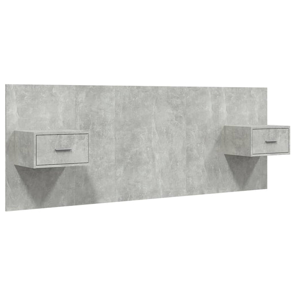 vidaXL Headboard with Nightstands Concrete Grey Engineered Wood