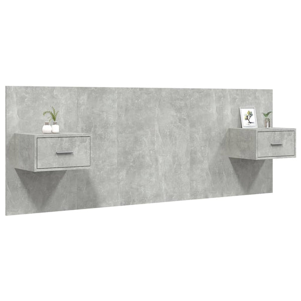 vidaXL Headboard with Nightstands Concrete Grey Engineered Wood