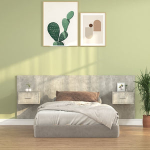 vidaXL Headboard with Nightstands Concrete Grey Engineered Wood