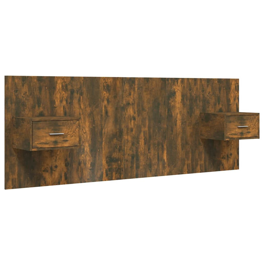 vidaXL Headboard with Bedside Tables Smoked Oak Engineered Wood