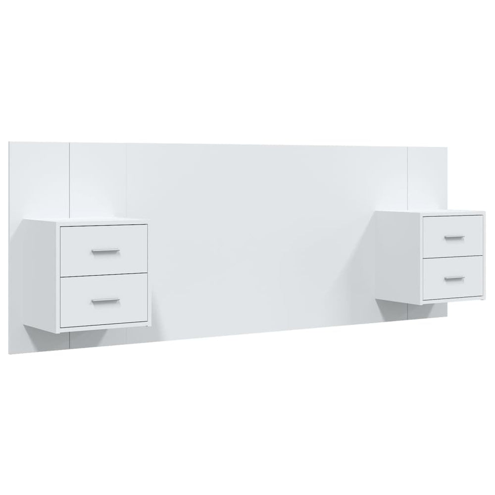 vidaXL Headboard with Bedside Tables White Engineered Wood