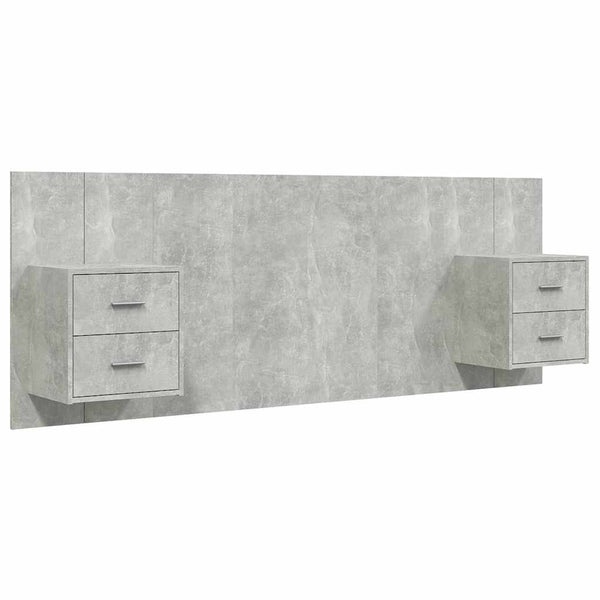 vidaXL Headboard with Nightstands Concrete Grey Engineered Wood