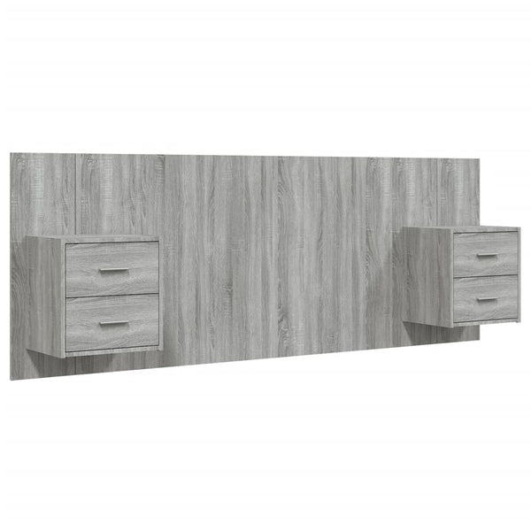 vidaXL Headboard with Bedside Tables Gray Sonoma Chipboard