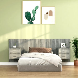 vidaXL Headboard with Bedside Tables Gray Sonoma Chipboard