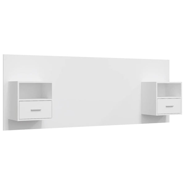 vidaXL Headboard with Bedside Tables White Engineered Wood