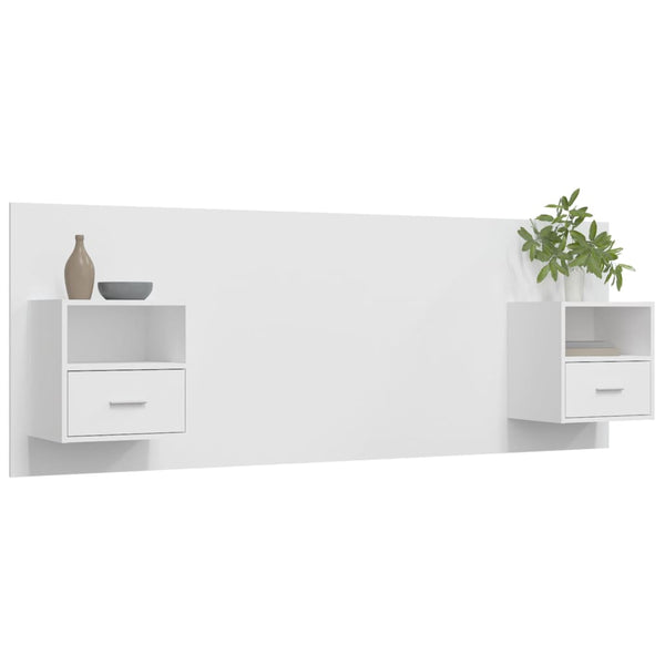 vidaXL Headboard with Bedside Tables White Engineered Wood