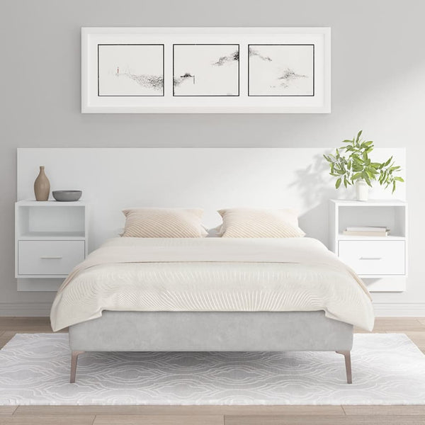 vidaXL Headboard with Bedside Tables White Engineered Wood