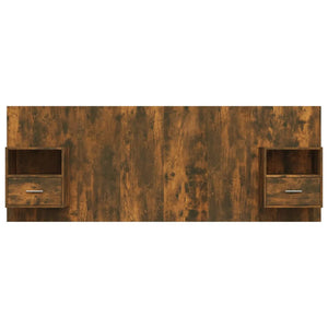 vidaXL Headboard with Bedside Tables Smoked Oak Engineered Wood