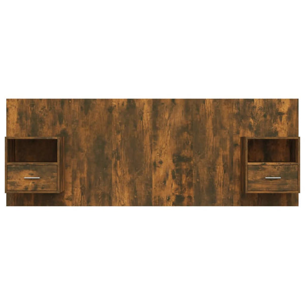 vidaXL Headboard with Bedside Tables Smoked Oak Engineered Wood