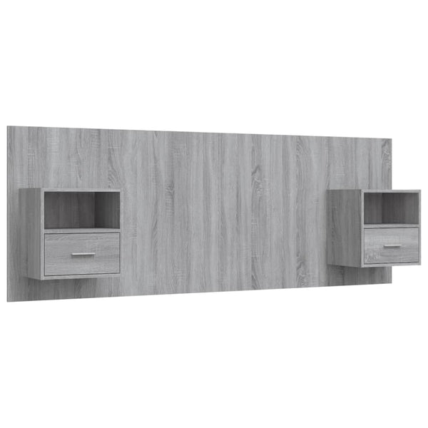 vidaXL Headboard with Bedside Tables Gray Sonoma Chipboard