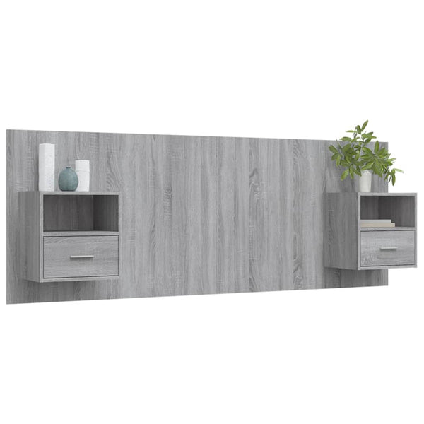 vidaXL Headboard with Bedside Tables Gray Sonoma Chipboard