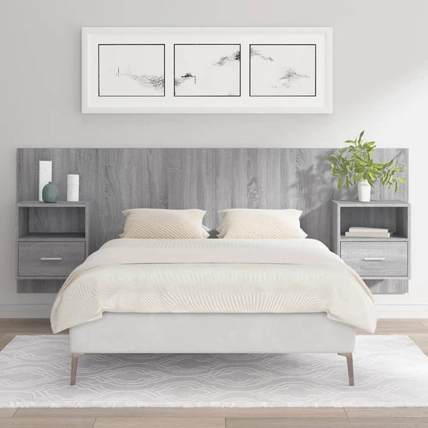vidaXL Headboard with Bedside Tables Gray Sonoma Chipboard