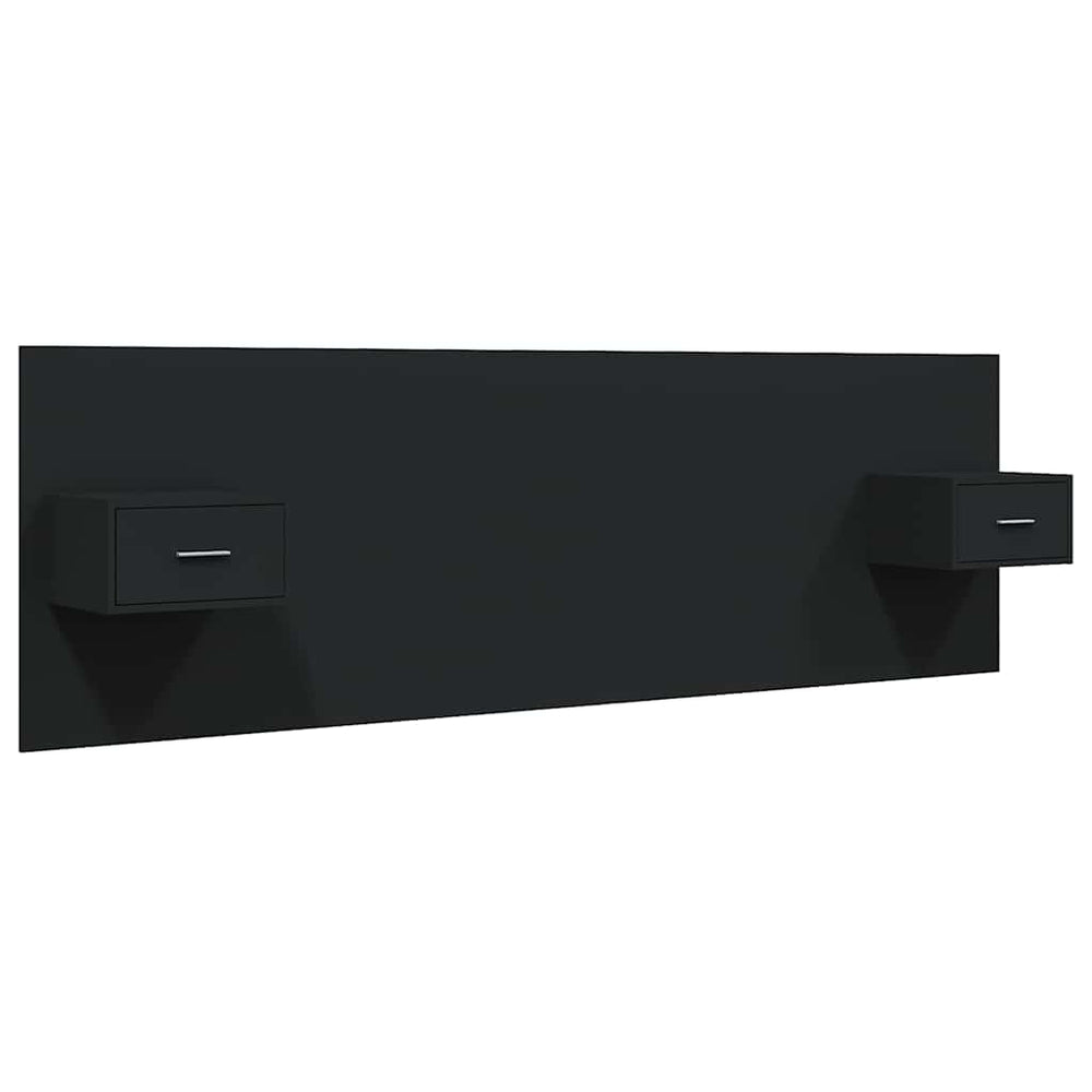 vidaXL Headboard with Bedside Tables Black Engineered Wood