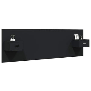 vidaXL Headboard with Bedside Tables Black Engineered Wood