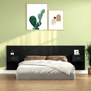 vidaXL Headboard with Bedside Tables Black Engineered Wood