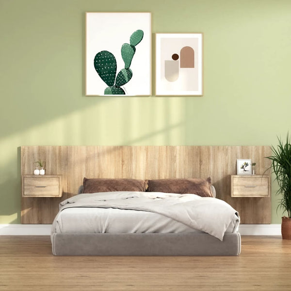 vidaXL Headboard with Nightstands Sonoma Oak Engineered Wood