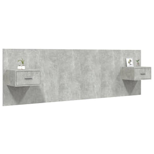 vidaXL Headboard with Nightstands Concrete Grey Engineered Wood