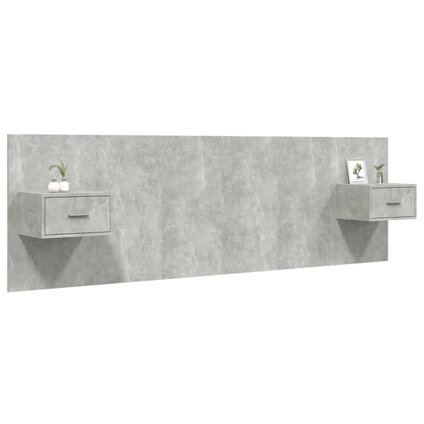 vidaXL Headboard with Nightstands Concrete Grey Engineered Wood