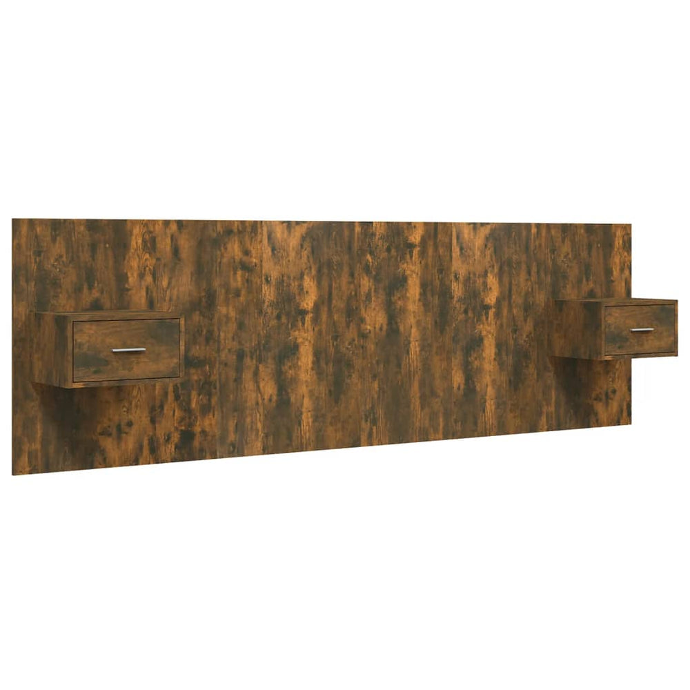 vidaXL Headboard with Bedside Tables Smoked Oak Engineered Wood