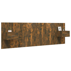 vidaXL Headboard with Bedside Tables Smoked Oak Engineered Wood