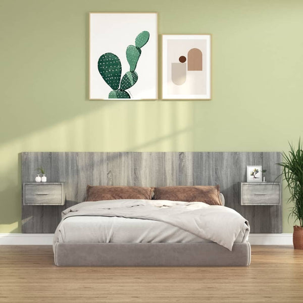 vidaXL Headboard with Bedside Tables Sonoma Grey Engineered Wood