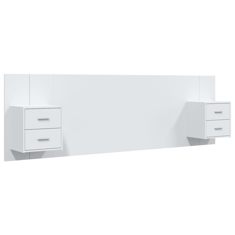 vidaXL Headboard with Bedside Tables White Engineered Wood