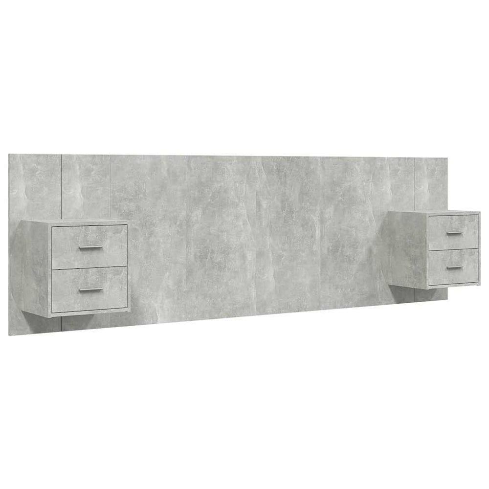 vidaXL Headboard with Nightstands Concrete Grey Engineered Wood
