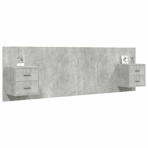 vidaXL Headboard with Nightstands Concrete Grey Engineered Wood