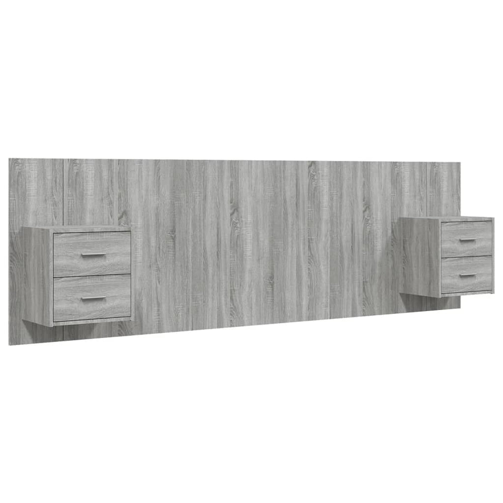 vidaXL Headboard with Bedside Tables Gray Sonoma Chipboard