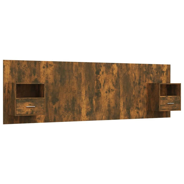 vidaXL Headboard with Bedside Tables Smoked Oak Engineered Wood