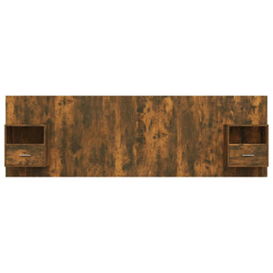 vidaXL Headboard with Bedside Tables Smoked Oak Engineered Wood