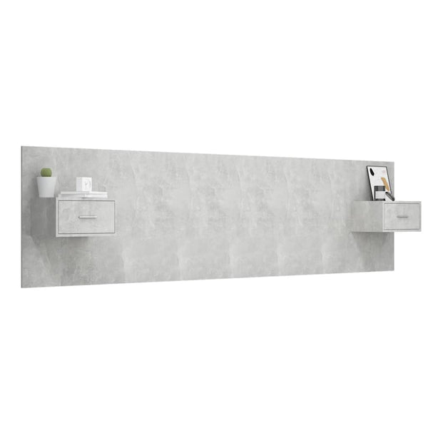 vidaXL Headboard with Nightstands Concrete Grey Engineered Wood