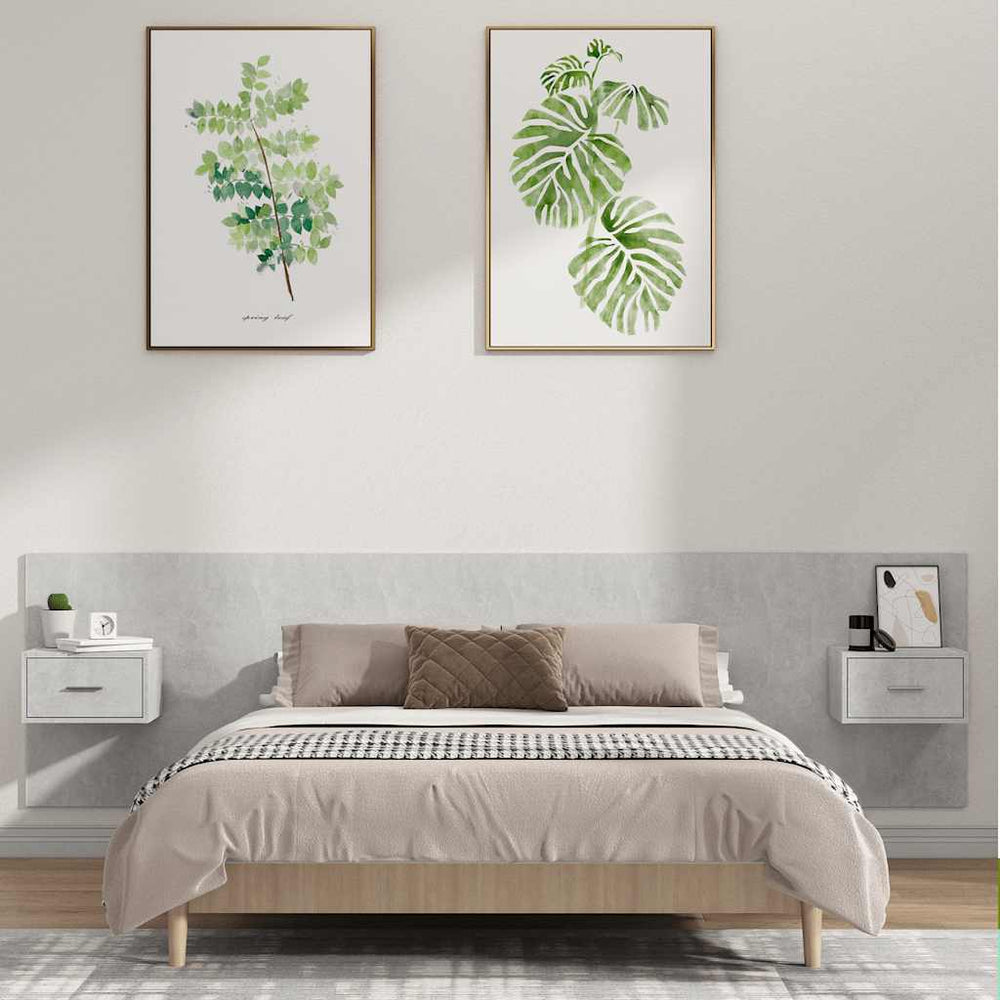 vidaXL Headboard with Nightstands Concrete Grey Engineered Wood