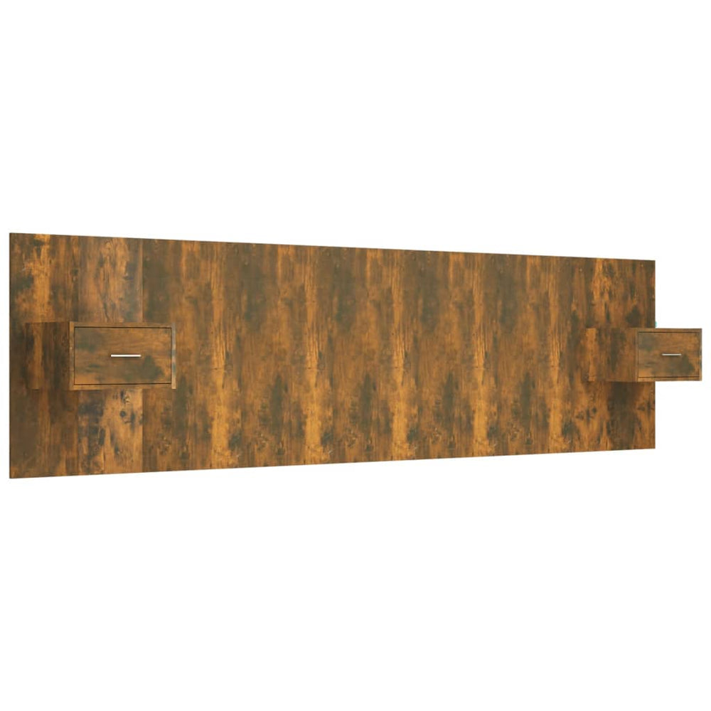 vidaXL Headboard with Bedside Tables Smoked Oak Engineered Wood