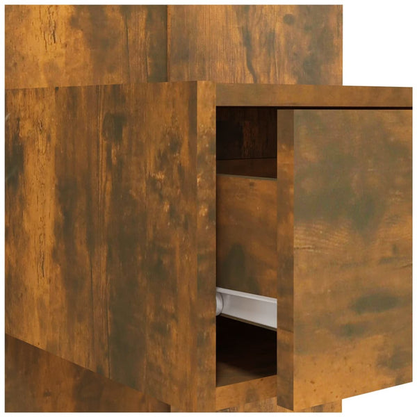 vidaXL Headboard with Bedside Tables Smoked Oak Engineered Wood