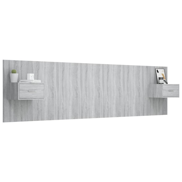 vidaXL Headboard with Bedside Tables Gray Sonoma Chipboard