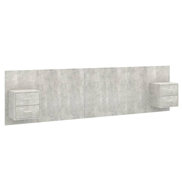 vidaXL Headboard with Nightstands Concrete Grey Engineered Wood