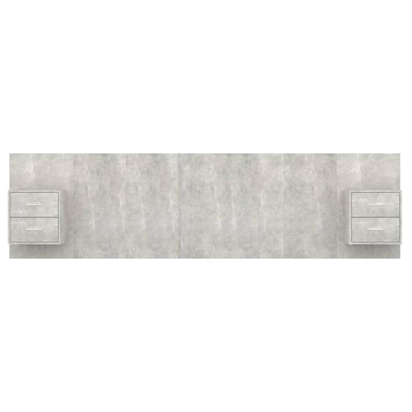 vidaXL Headboard with Nightstands Concrete Grey Engineered Wood
