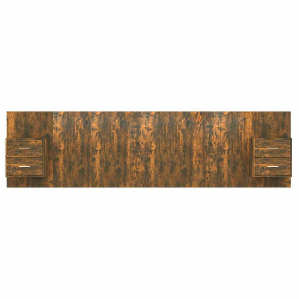 vidaXL Headboard with Bedside Tables Smoked Oak Engineered Wood