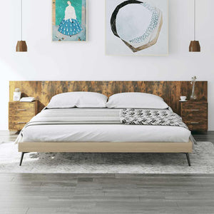 vidaXL Headboard with Bedside Tables Smoked Oak Engineered Wood