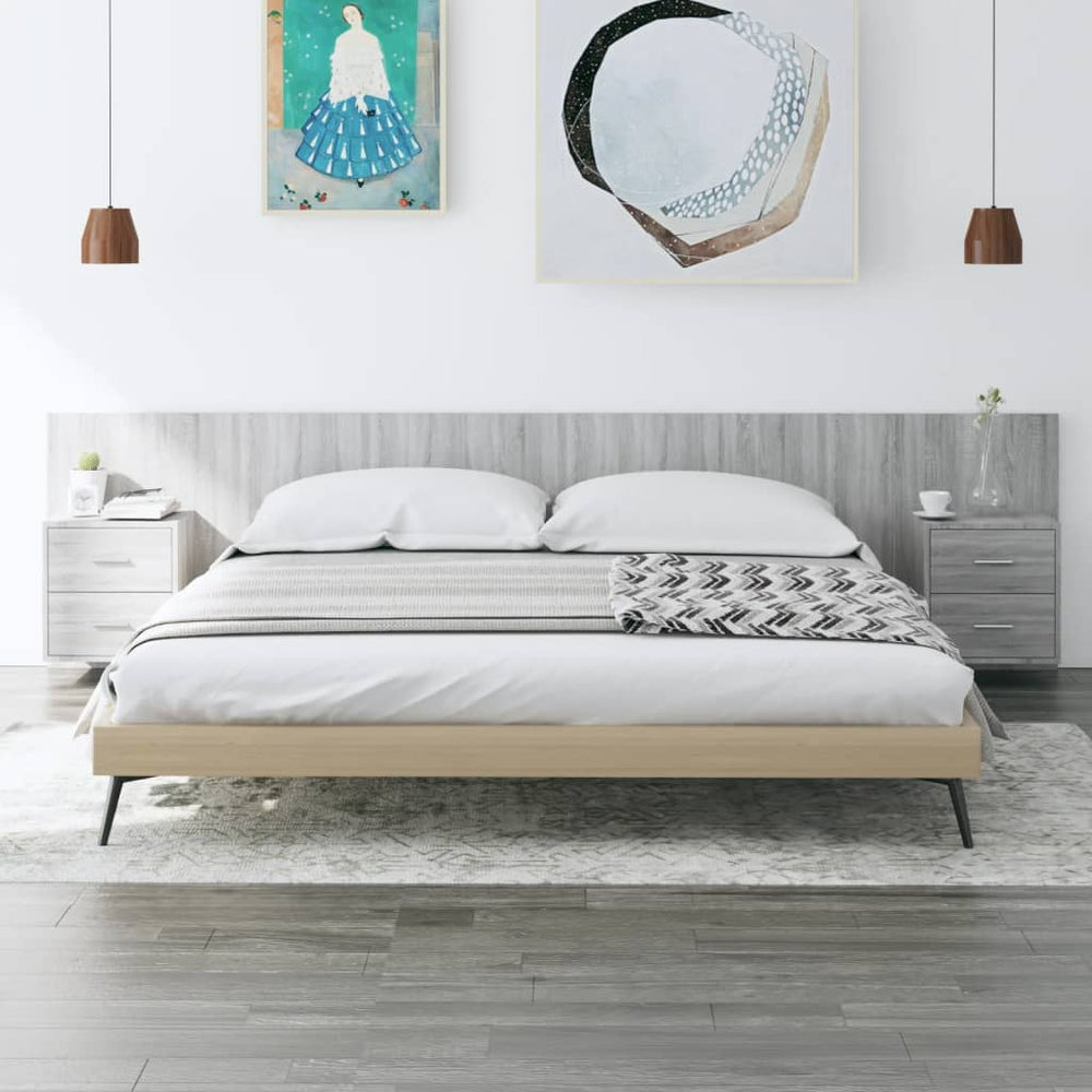 vidaXL Headboard with Bedside Tables Gray Sonoma Chipboard