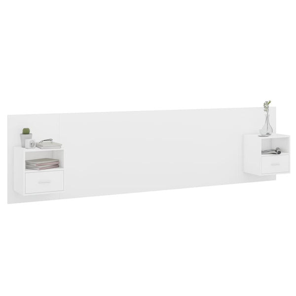 vidaXL Headboard with Bedside Tables White Engineered Wood