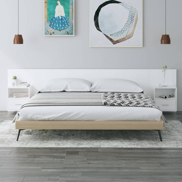 vidaXL Headboard with Bedside Tables White Engineered Wood