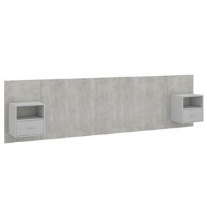 vidaXL Headboard with Nightstands Concrete Grey Engineered Wood