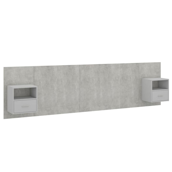 vidaXL Headboard with Nightstands Concrete Grey Engineered Wood