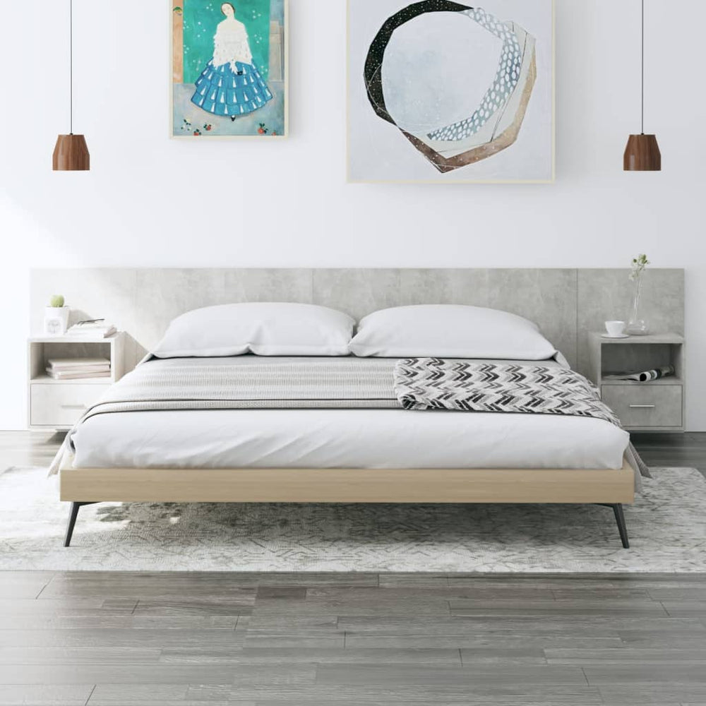 vidaXL Headboard with Nightstands Concrete Grey Engineered Wood